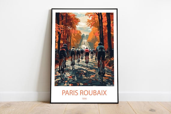 Paris Roubaix 1896 Autumn Cobblestone Cycling Race Classic Sports Poster