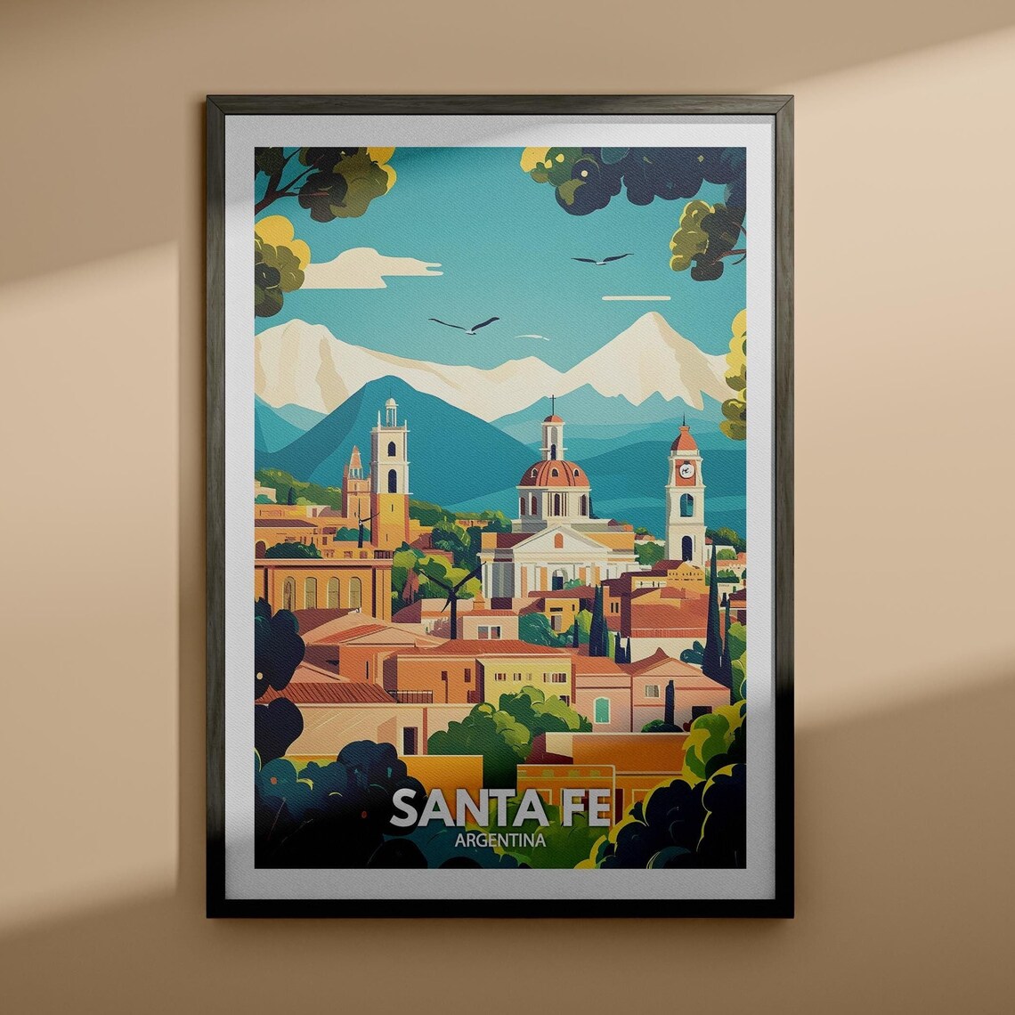 Santa Fe Argentina Colonial Town Mountain View Travel Poster