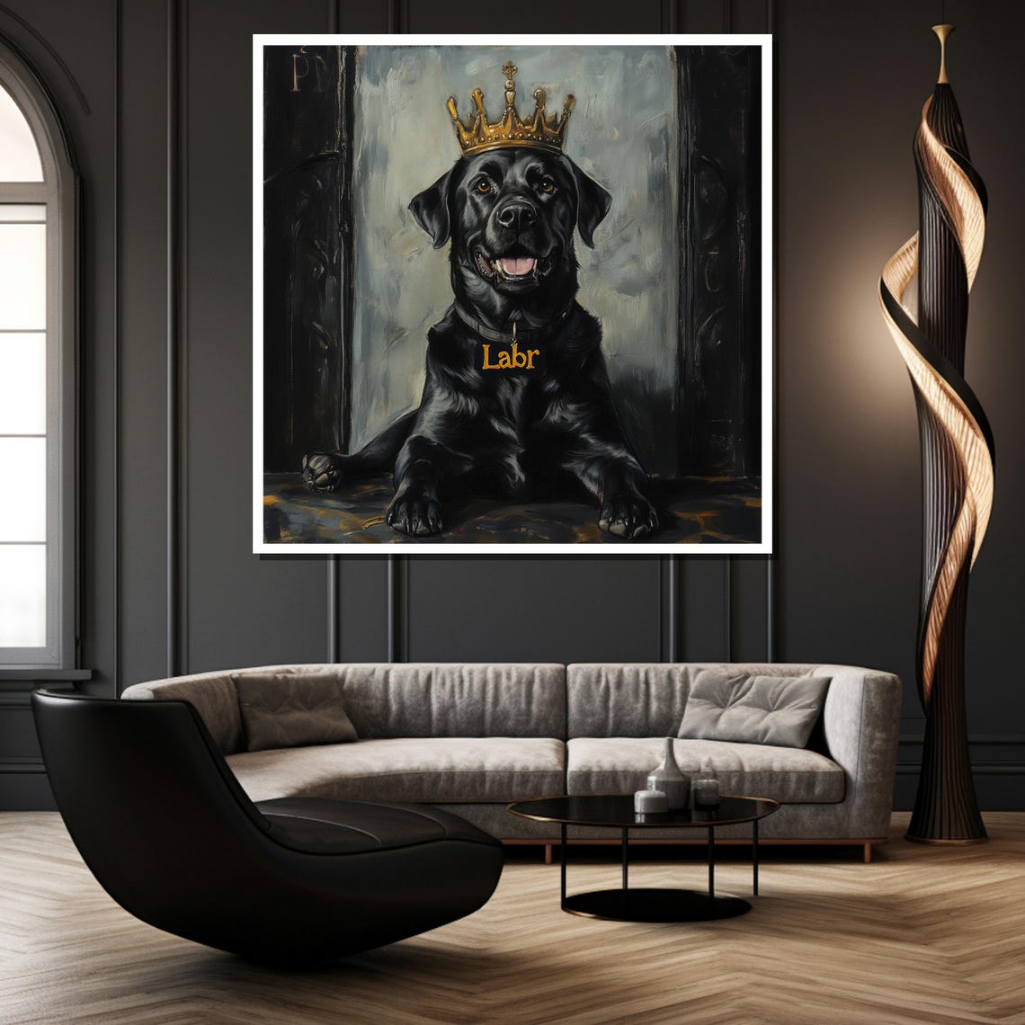 Black Labrador Wearing Gold Crown Royal Dog Funny Pet Poster - Image 2