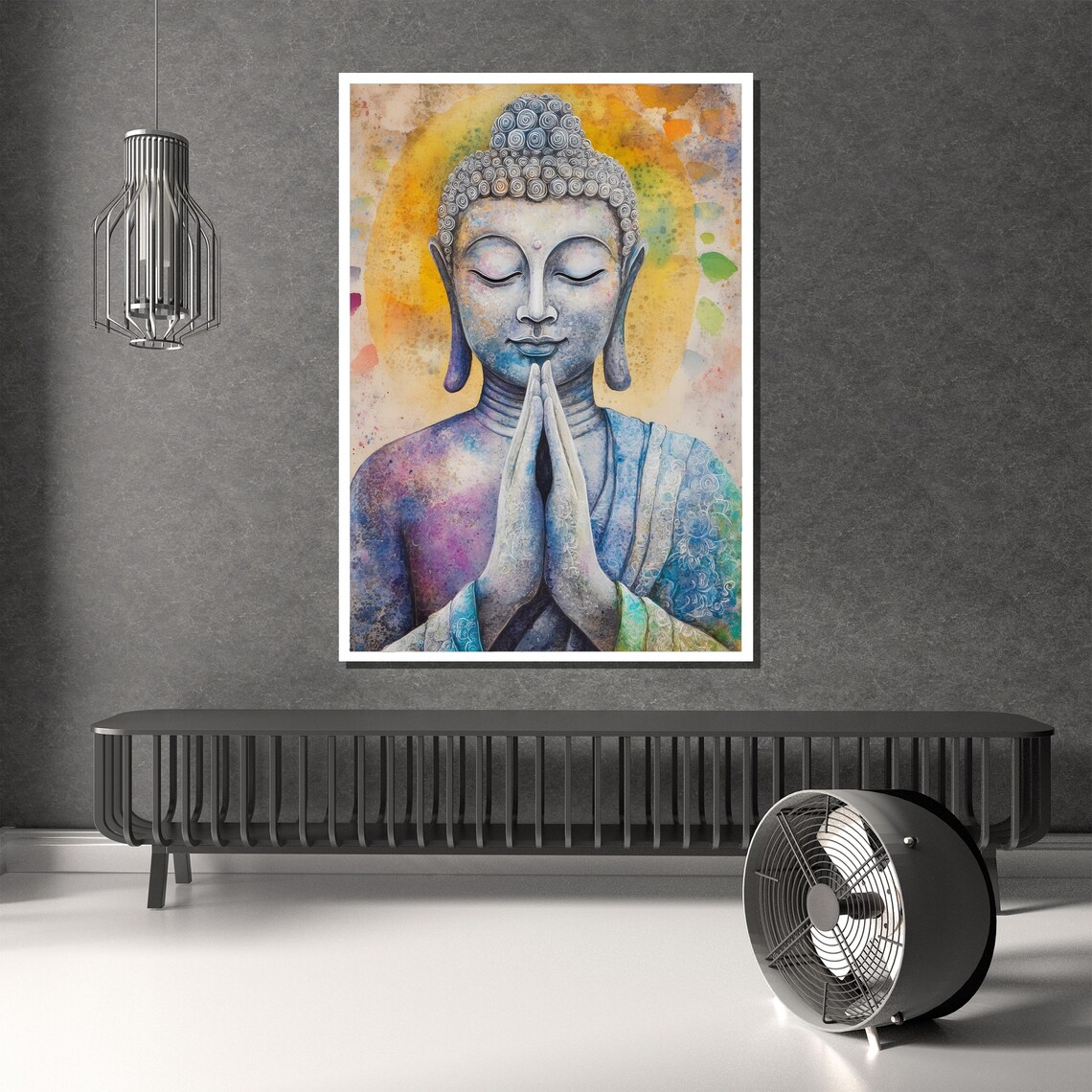 Buddha Namaste Prayer Watercolor Spiritual Portrait Art Poster - Image 3