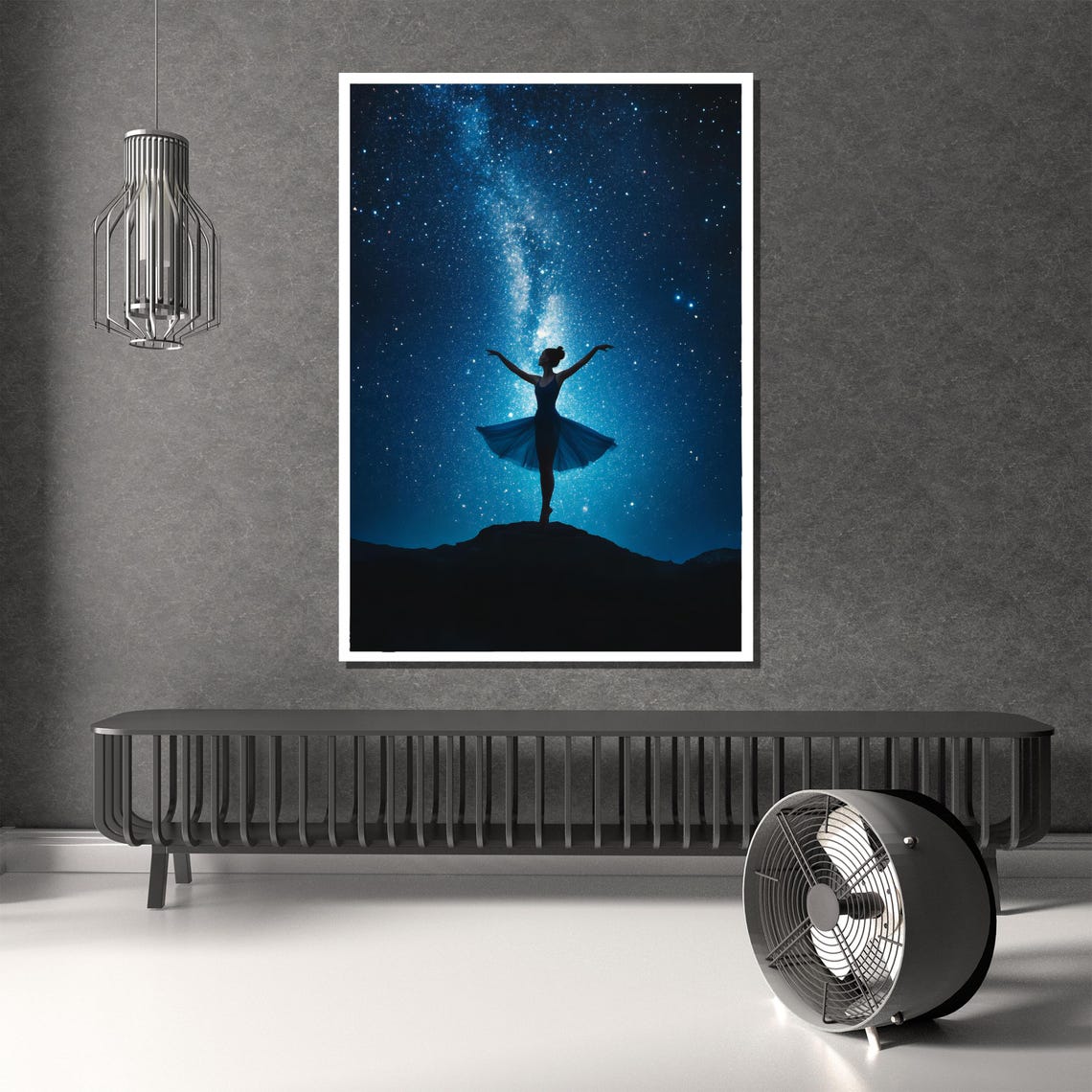 Starry Night Ballerina Silhouette Under the Milky Way Poster - Image 2
