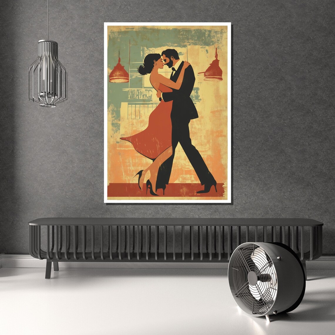 Retro Couple Dancing in a Warm Vintage Illustration Style Poster - Image 2