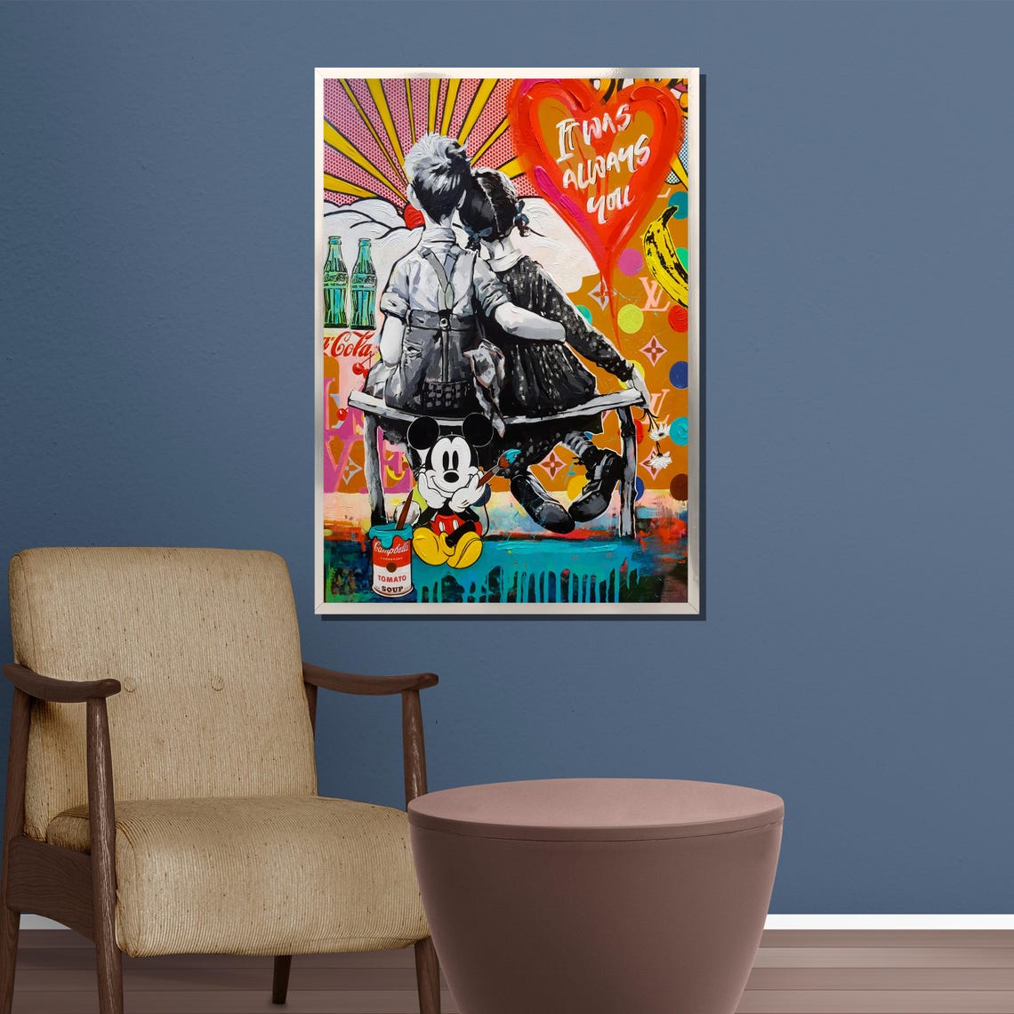 Pop Art Collage Of Childhood Romance With Mickey Mouse Poster - Image 3