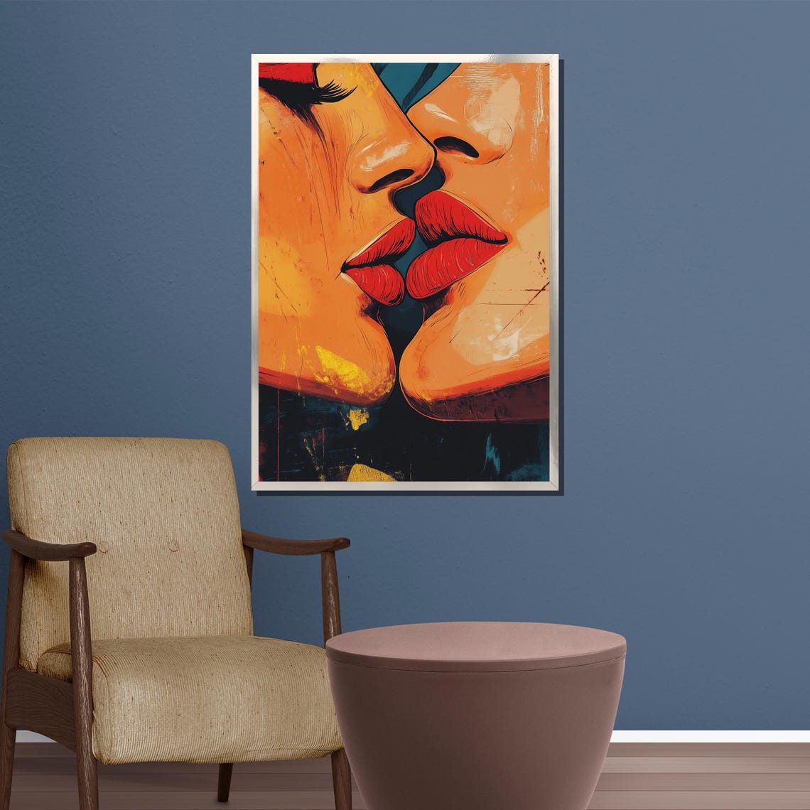 Bold Abstract Lips Painting Modern Pop Art Wall Decor Romantic Gift For Lovers Living Room Or Bedroom Artwork - Image 5