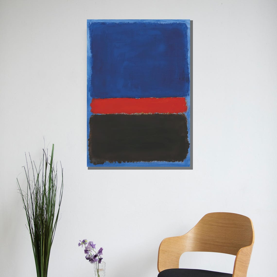 Royal Blue With Red Stripe and Black Bold Abstract Art Poster - Image 3