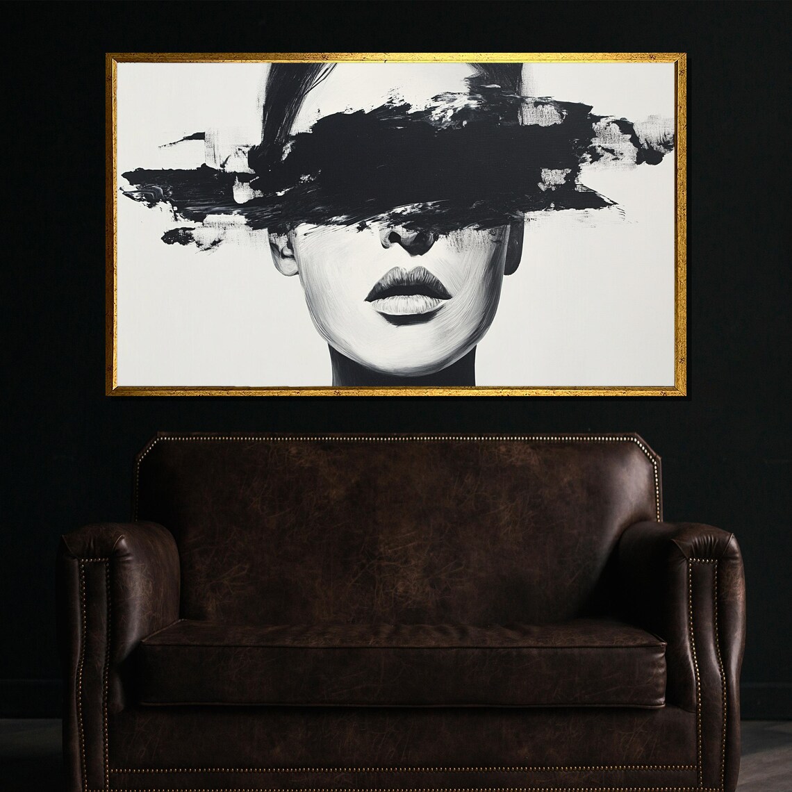 Modern Minimalist Abstract Woman Painting Black And White Wall Art Luxury Home Decor Gift For Stylish Interiors