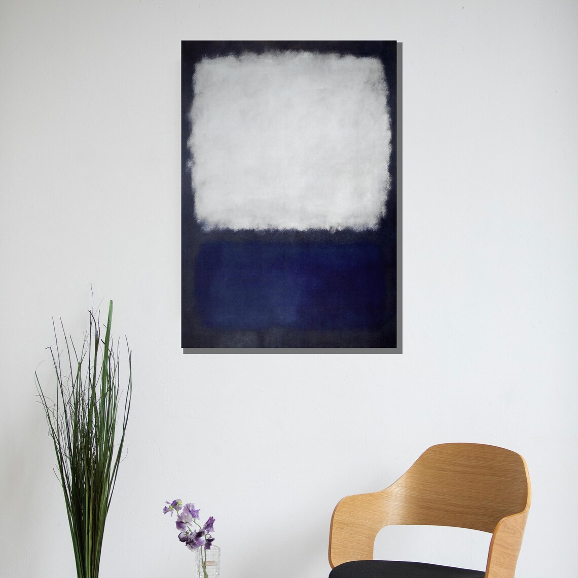 Blue and White Color Field Abstract Art Minimalist Living Room Poster - Image 3