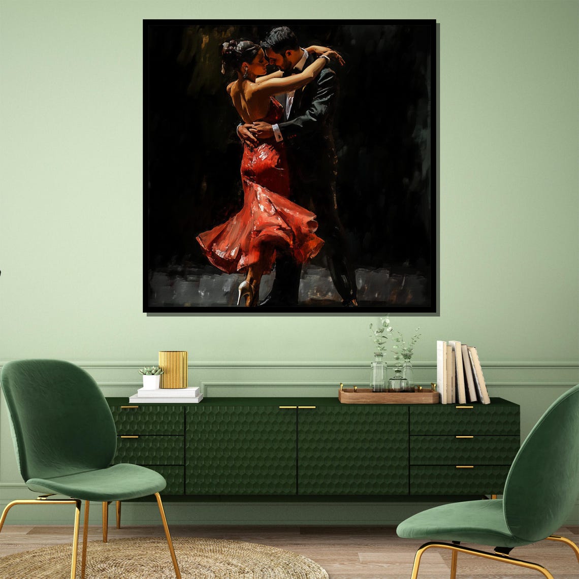 Passionate Couple Dance Painting Romantic Wall Art Gift For Dance Lovers And Elegant Home Decor - Image 4