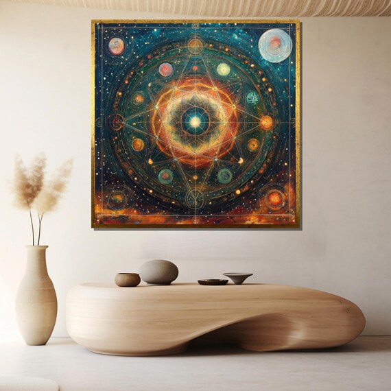 Cosmic Mandala Solar System Sacred Geometry Galaxy Wall Poster