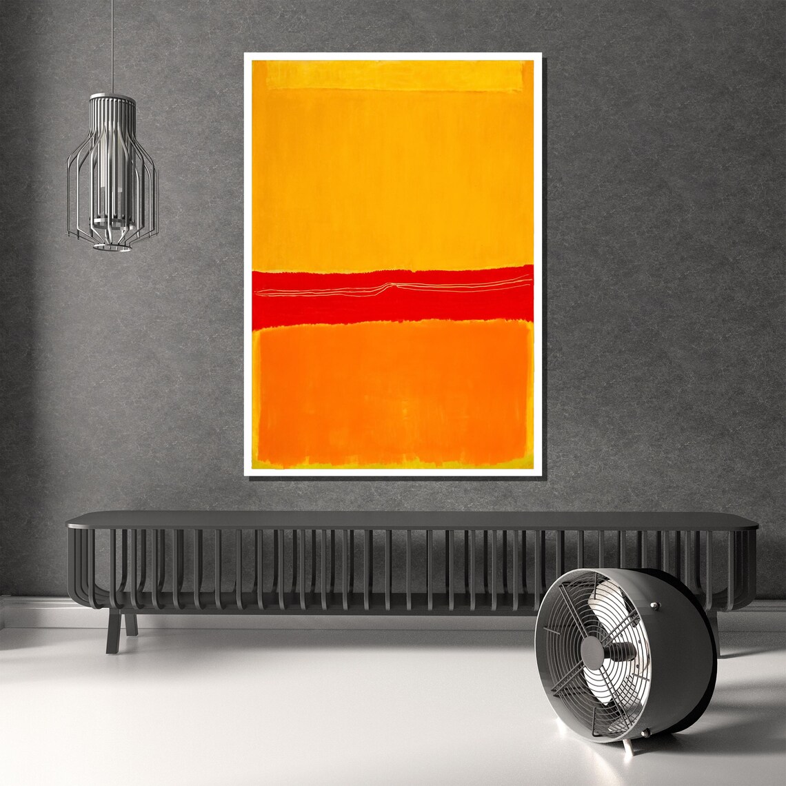 Golden Yellow Red Stripe and Tangerine Abstract Color Field Poster - Image 4