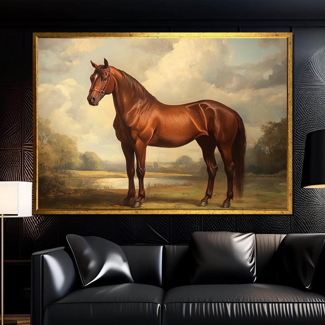 Vintage Chestnut Horse Standing In A Peaceful Pasture Poster