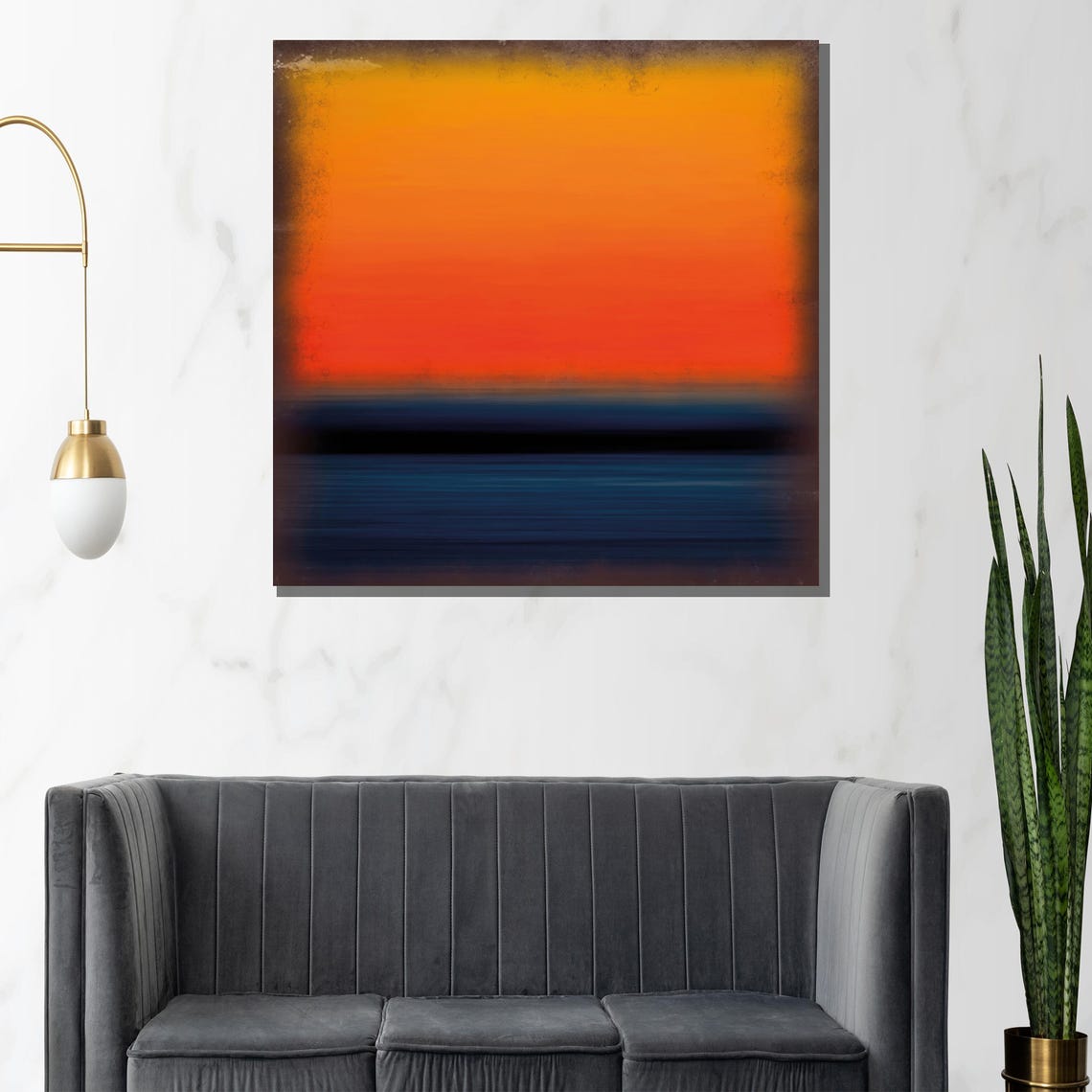 Mark Rothko Orange and Navy Abstract Sunset Color Field Poster - Image 3
