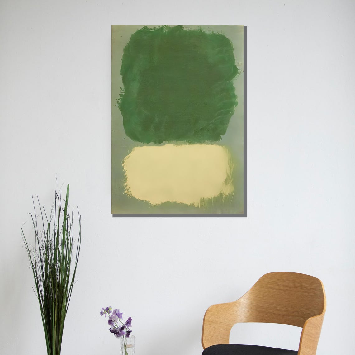 Green and Cream Tonal Color Field Minimalist Abstract Poster - Image 3