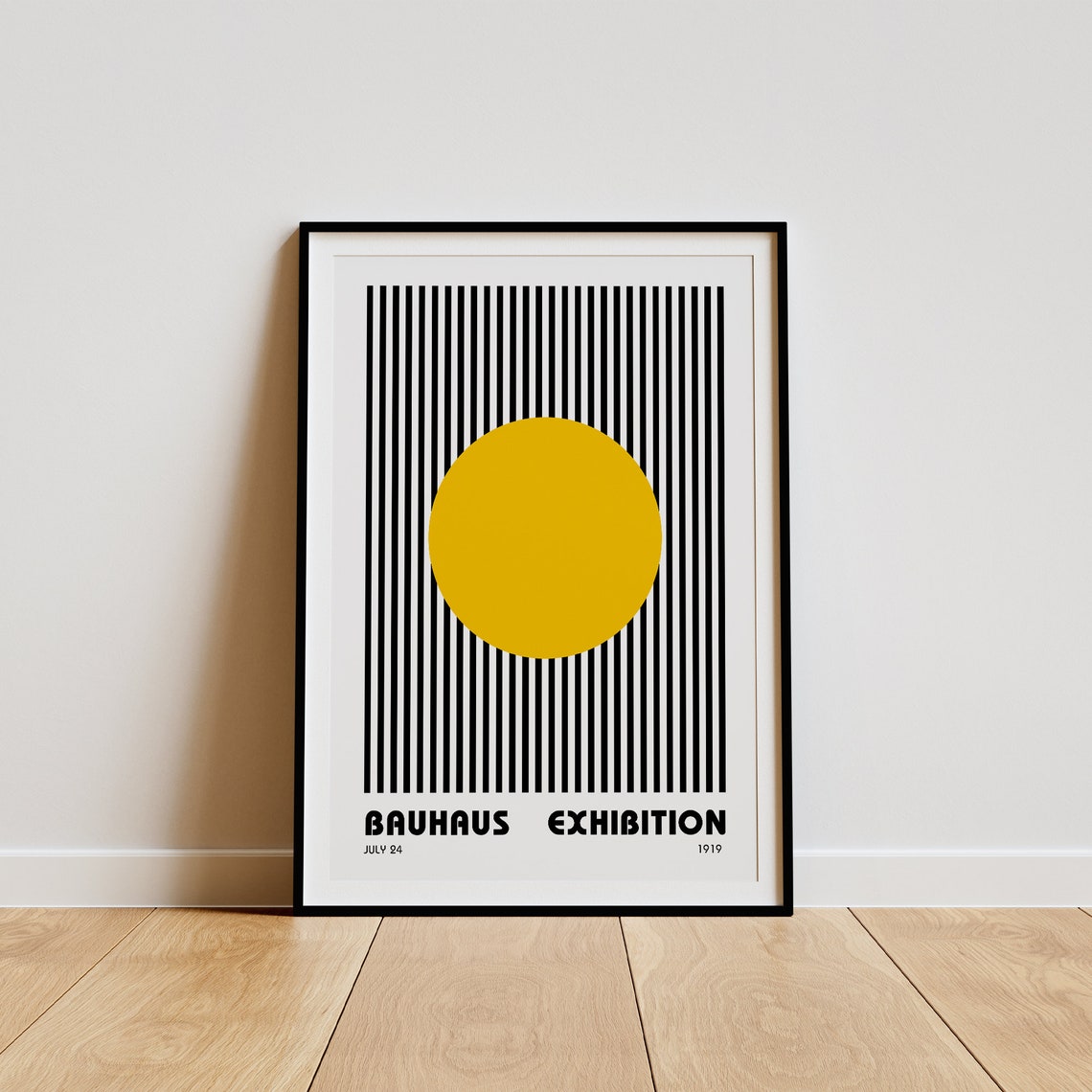 Bauhaus 1919 Exhibition Yellow Sun Stripes Vintage Art Poster - Image 3