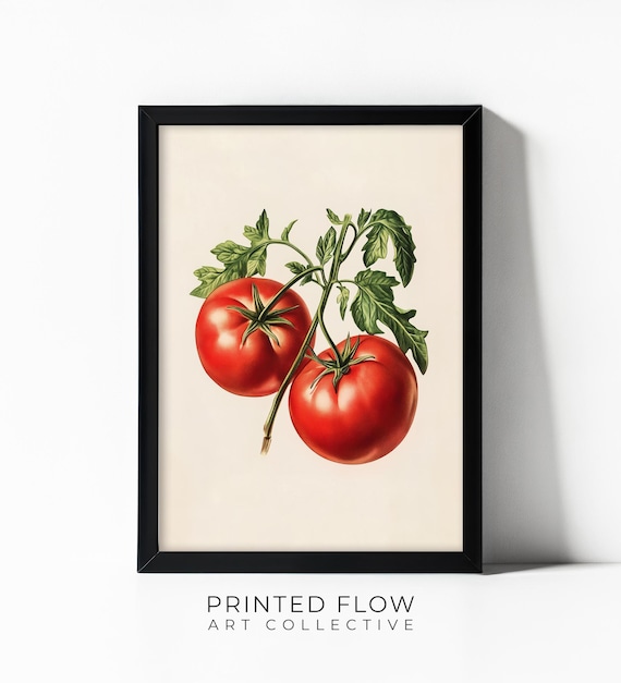 Tomato Wall Art Modern Vegetable Kitchen Decor Illustration Rustic Farmhouse Style Instant Print Iv03