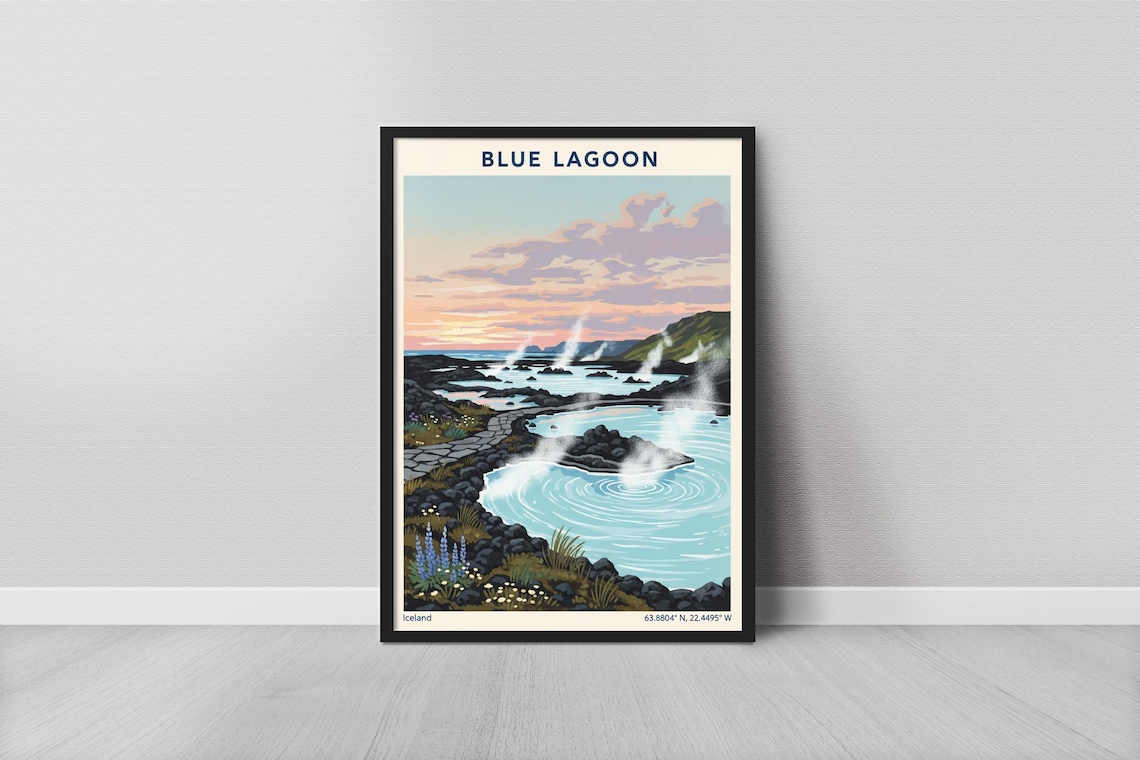 Blue Lagoon Vintage Art Print, Water And Sky