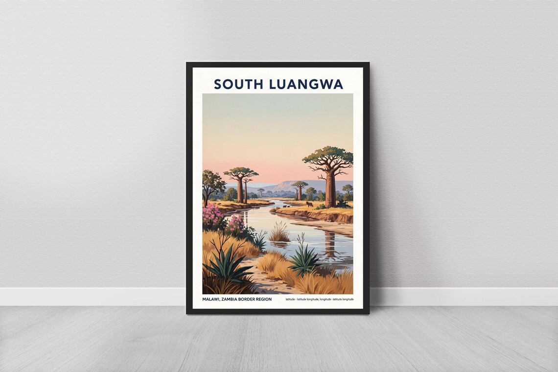 Serengeti Baobab Travel Poster, African Savanna