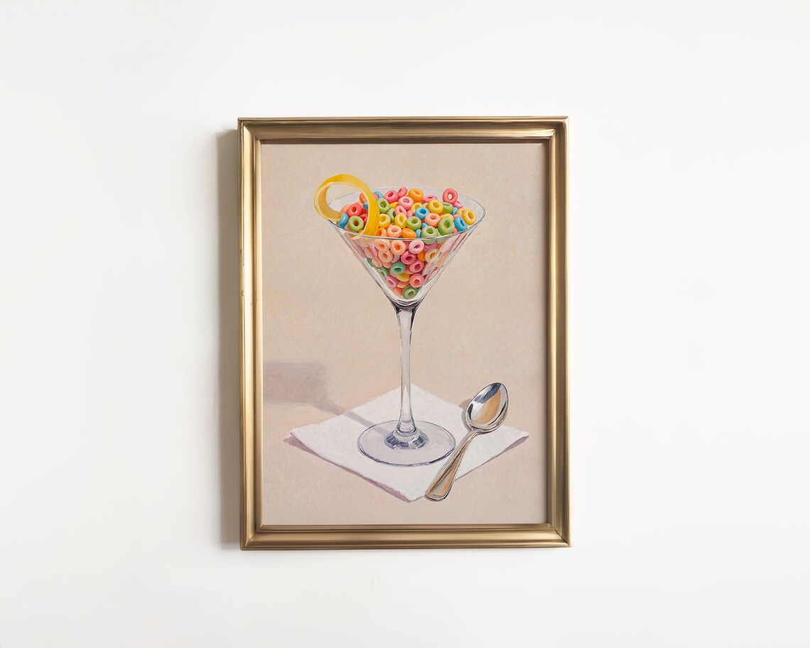 Fruit Circles In A Cocktail Glass Art Print, Maximalist
