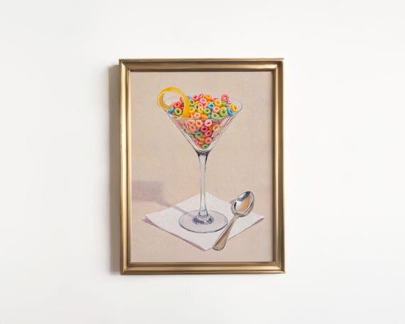 Fruit Circles In A Cocktail Glass Art Print, Maximalist