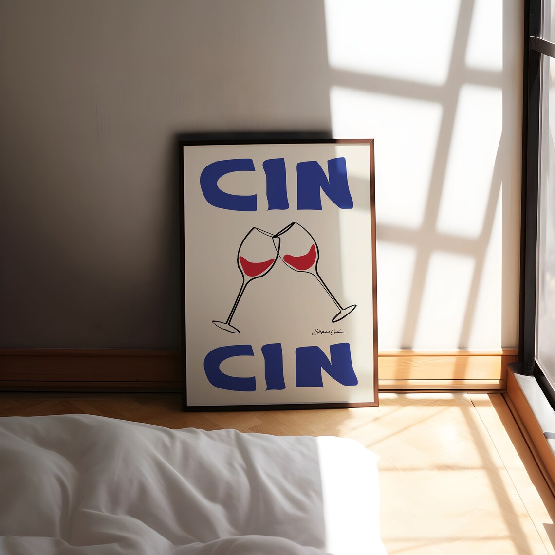 Cheers Wine Bar Cart Retro Cocktail Art Print
