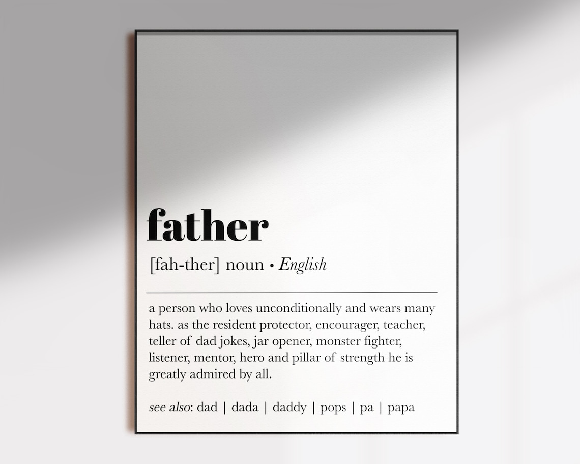 Father Definition Dictionary Style Heartfelt Dad Tribute Poster