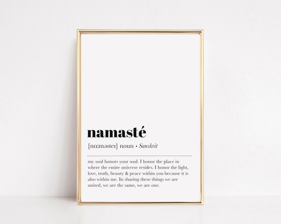 Namaste Definition Print Yoga Wall Art Namaste Wall Art Yoga Poster Meditation Print Zen Art Wall Art