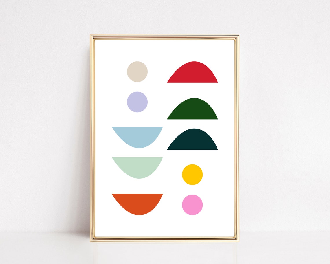 Colorful Abstract Half Circle Geometry Mid Century Art Print