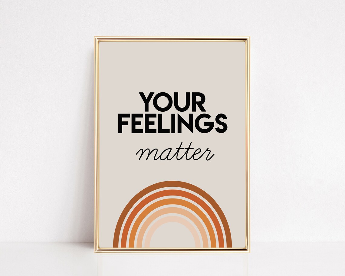 Your Feelings Matter Boho Rainbow Print for Classroom Playroom Wall Decor