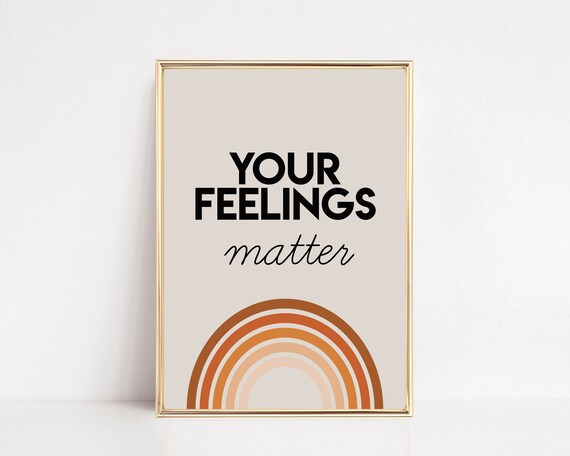 Your Feelings Matter Boho Rainbow Print for Classroom Playroom Wall Decor