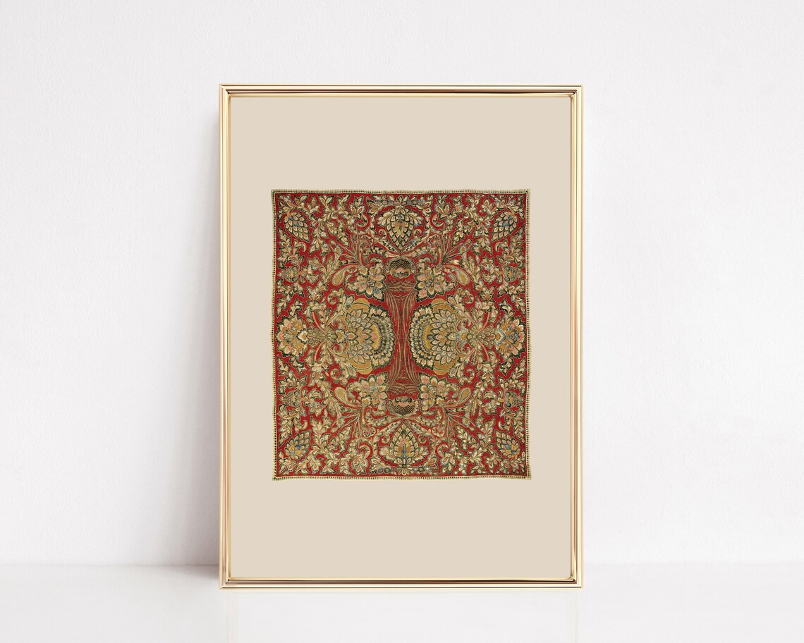 Vintage Textile Tapestry Art Print, Eclectic Decor