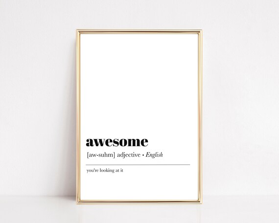 Awesome Definition Funny Cheeky Quote Dictionary Art Typography Poster