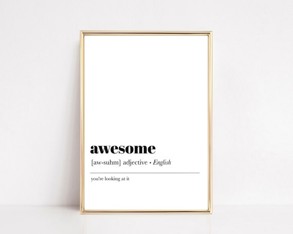 Awesome Definition Print Funny Teenage Boy Room Decor Teen Poster Man Cave Wall Art Minimalist Print Print