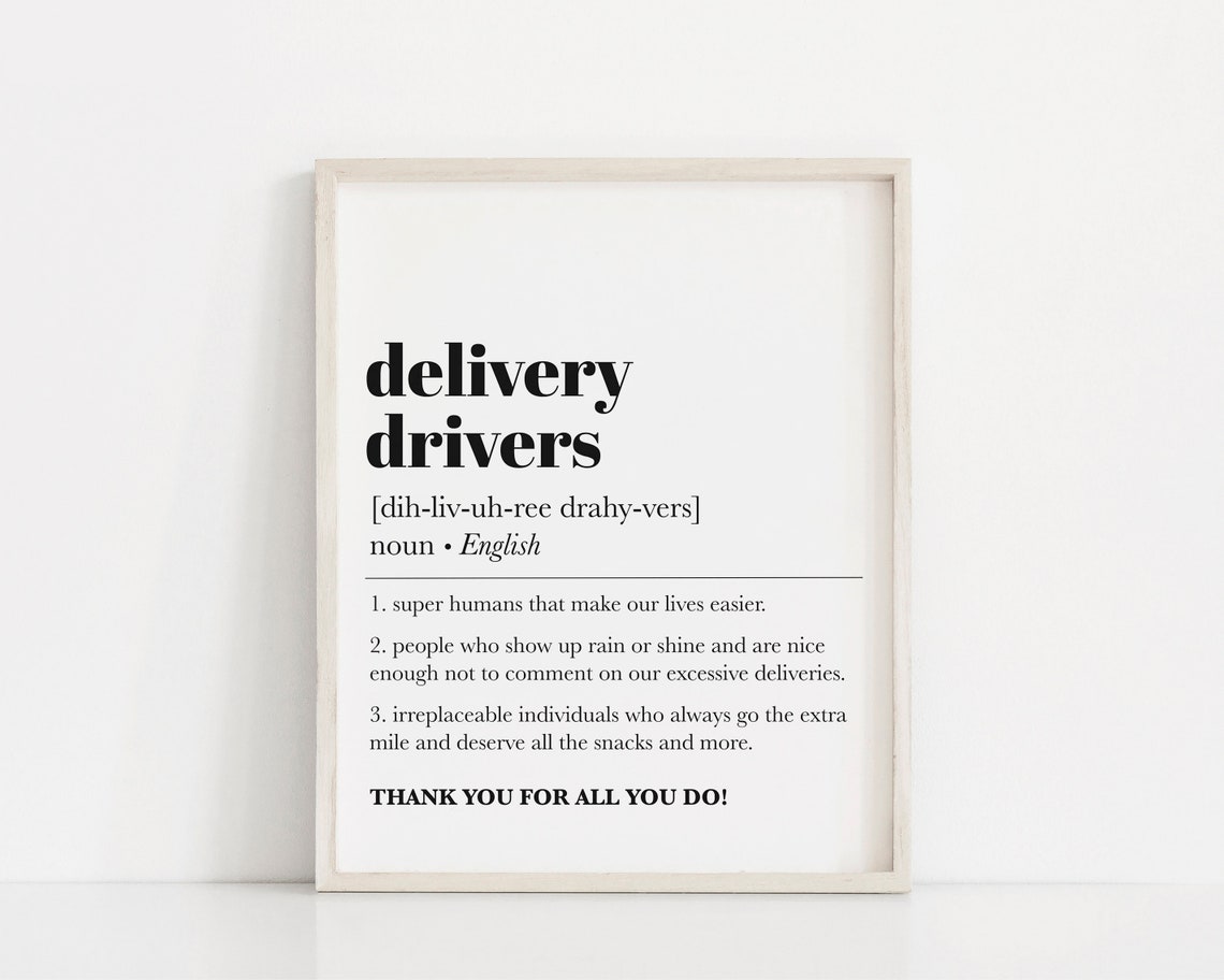 Delivery Drivers Thank You Three Funny Definitions Dictionary Wall Art