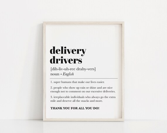 Delivery Drivers Thank You Three Funny Definitions Dictionary Wall Art