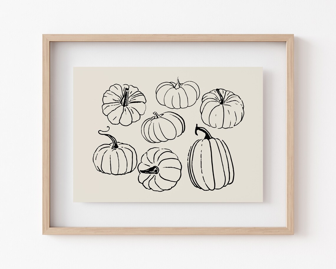 Fall Pumpkin Art Print, Neutral Kitchen Decor - Image 2