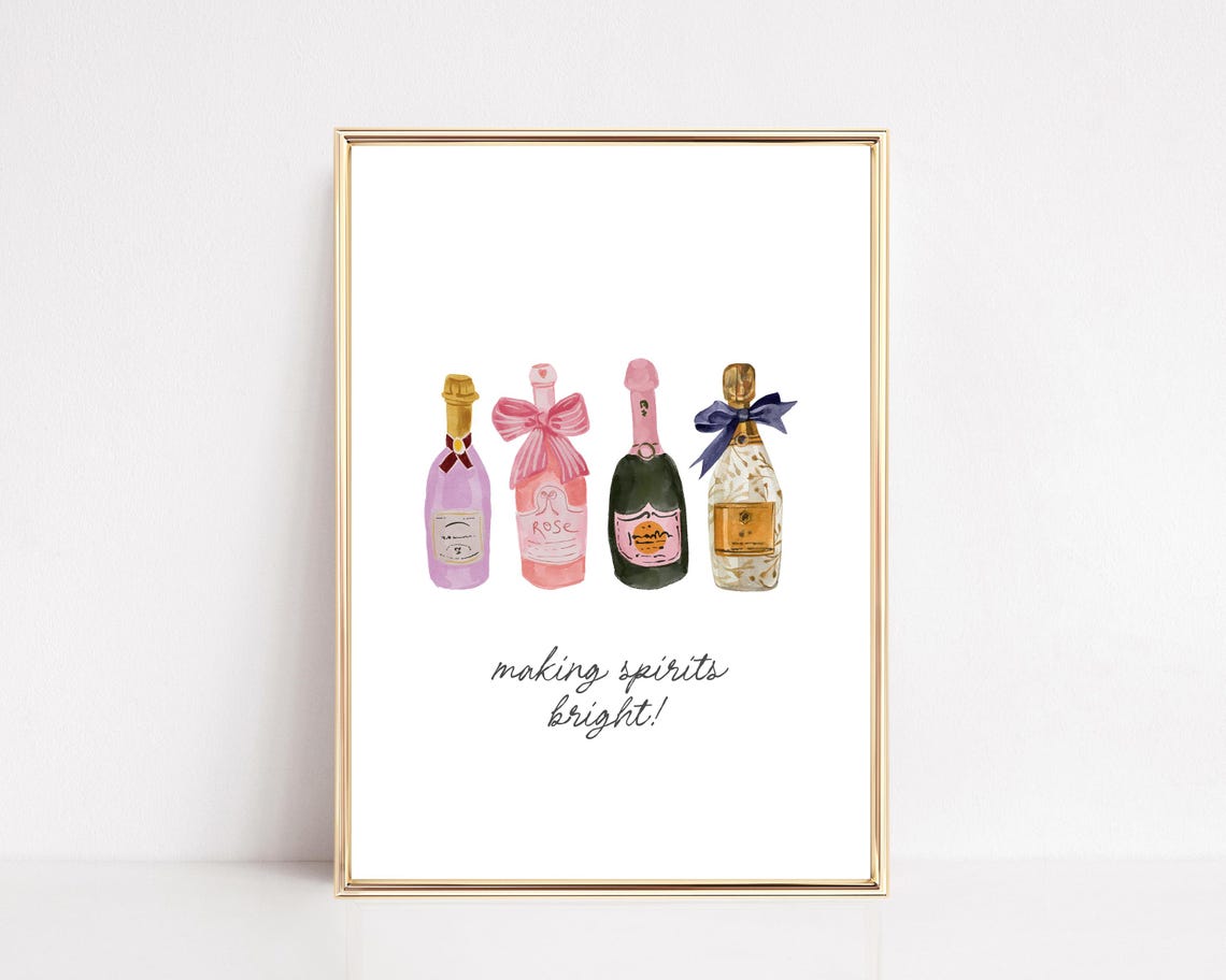 Making Spirits Bright Christmas Champagne Bottles Holiday Poster - Image 3