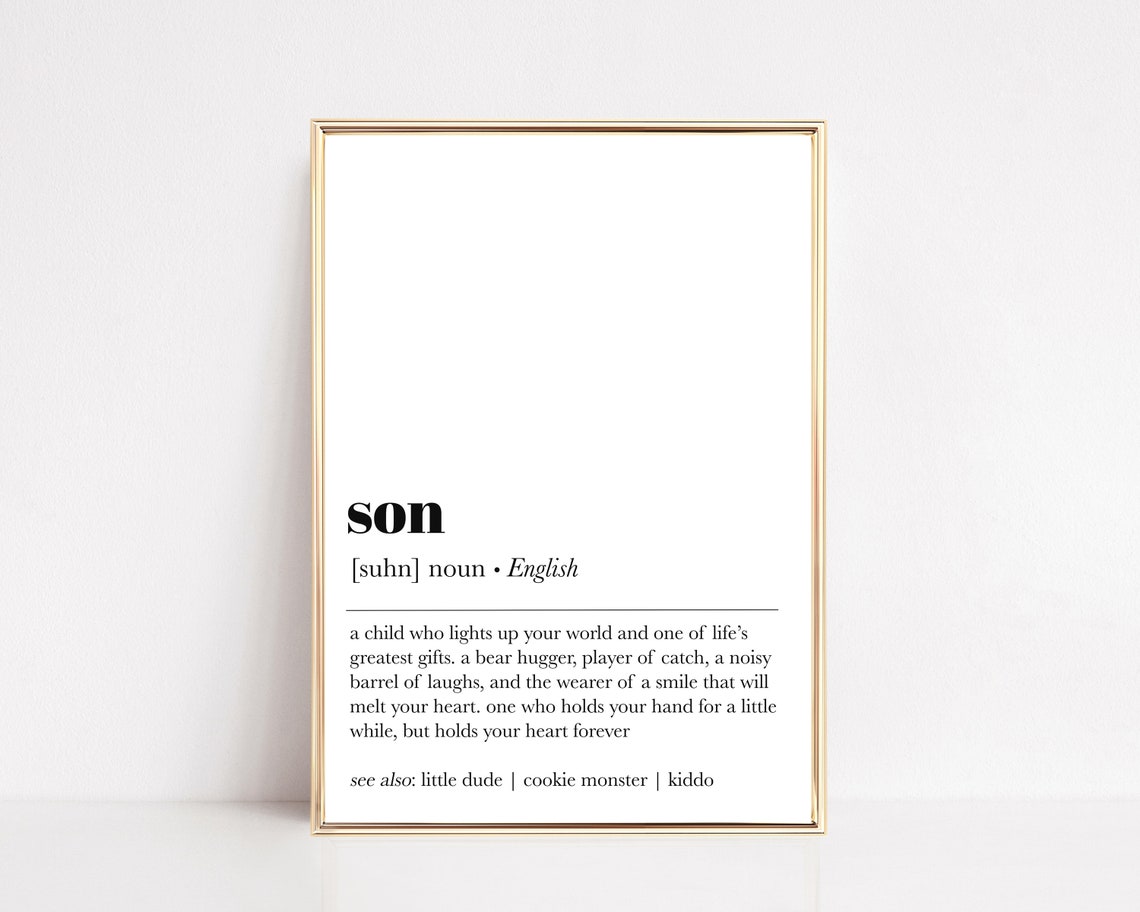 Son Dictionary Definition Poster Gift For Boy Moms And New Dads