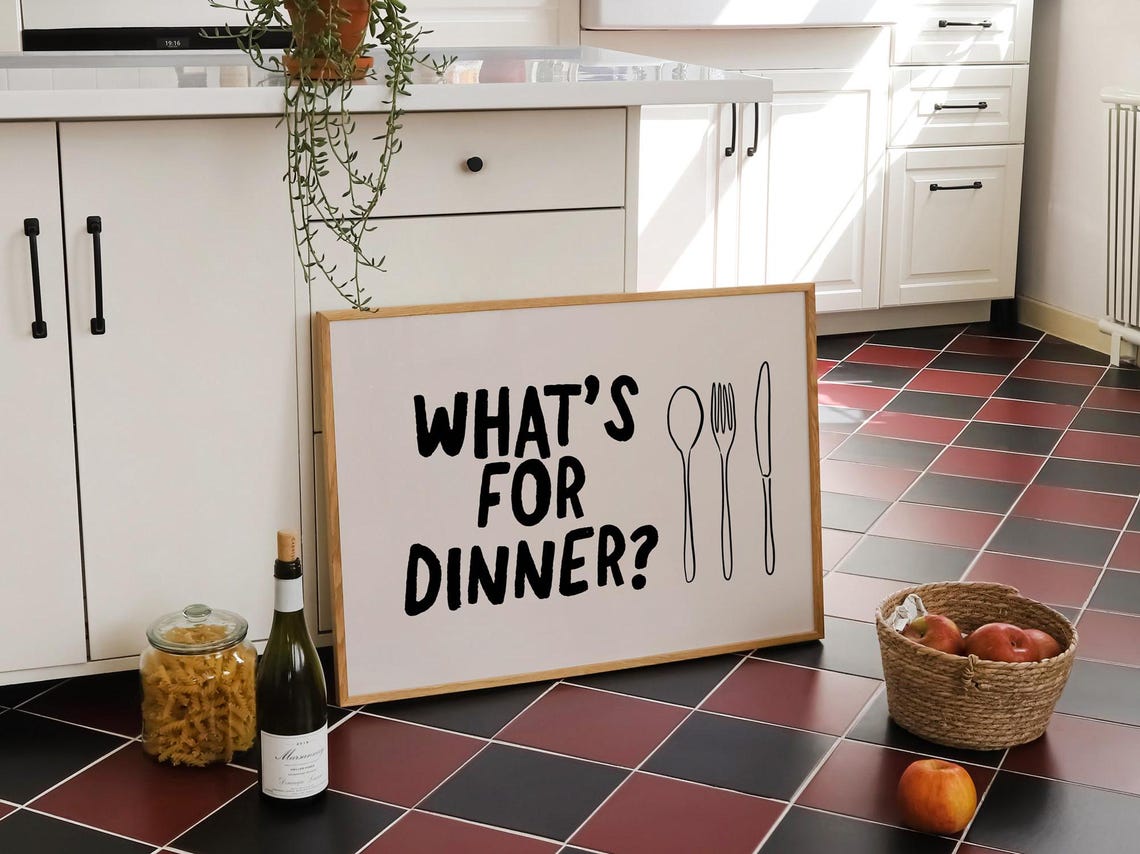 Whats For Dinner Funny Kitchen Wall Art Horizontal Print Aesthetic Kitchen Decor Kitchen Poster Kikiandnim Print - Image 3