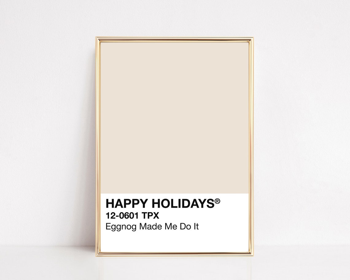 Humorous Eggnog Made Me Do It Cream Color Block Christmas Wall Print