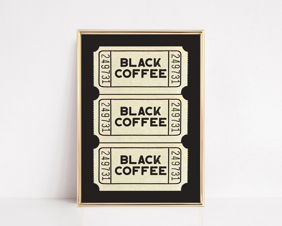 Black Coffee Aesthetic Kitchen Art Print, Coffee Bar