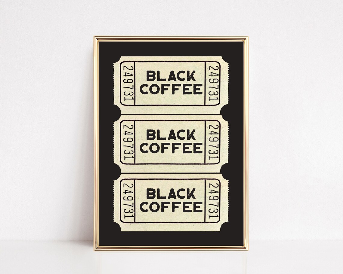 Black Coffee Aesthetic Kitchen Art Print, Coffee Bar