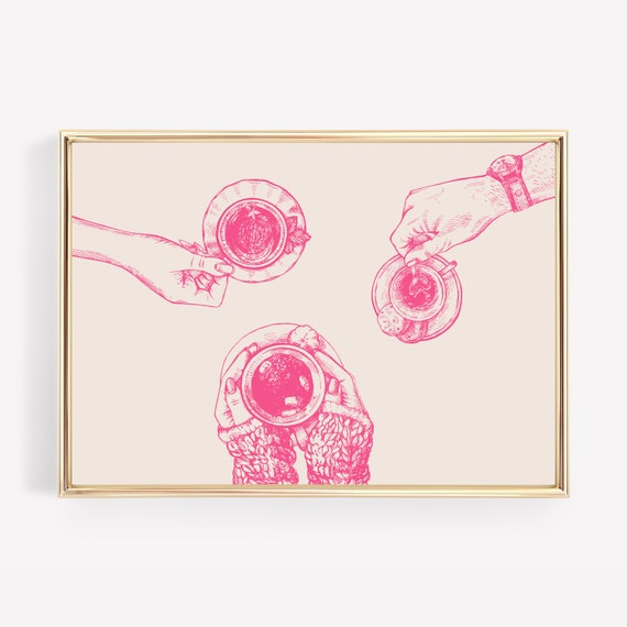 Coffee Wall Art Coffee Bar Decor Retro Coffee Art Pink Kitchen Wall Art Coffee Bar Print Coffee Poster Art