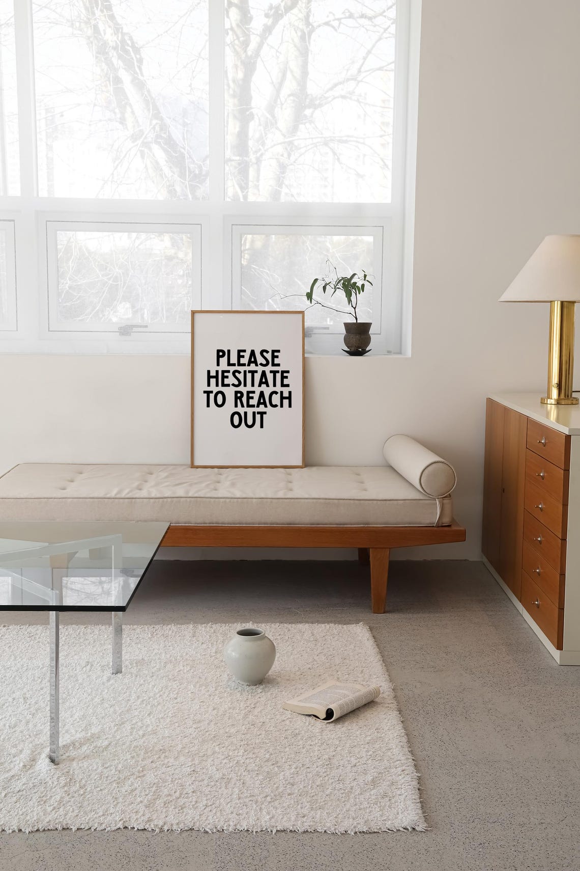 Funny Office Quote Please Hesitate To Reach Out Minimalist Poster - Image 2