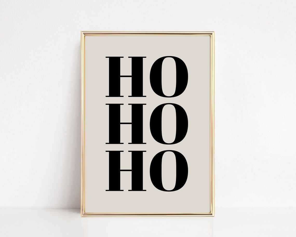 Neutral Christmas Ho Ho Ho Modern Wall Art Print