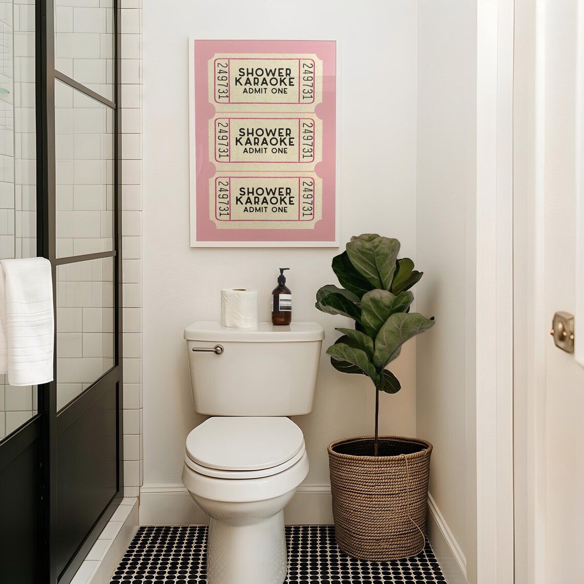 Shower Karaoke Retro Ticket Bathroom Wall Art Print - Image 2