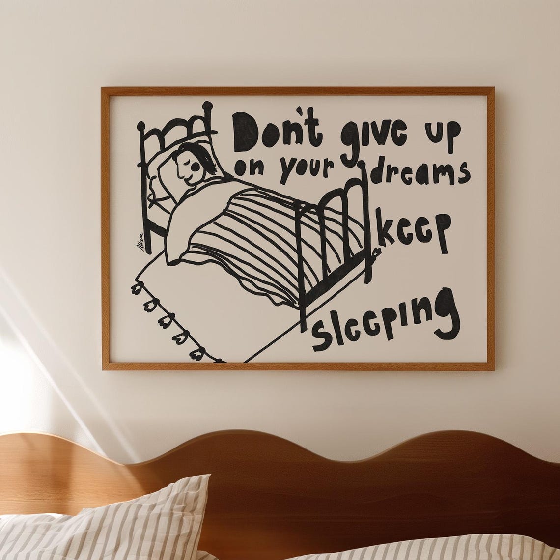 Do Not Give Up On Your Dreams Keep Sleeping Funny Bedroom Quote Poster