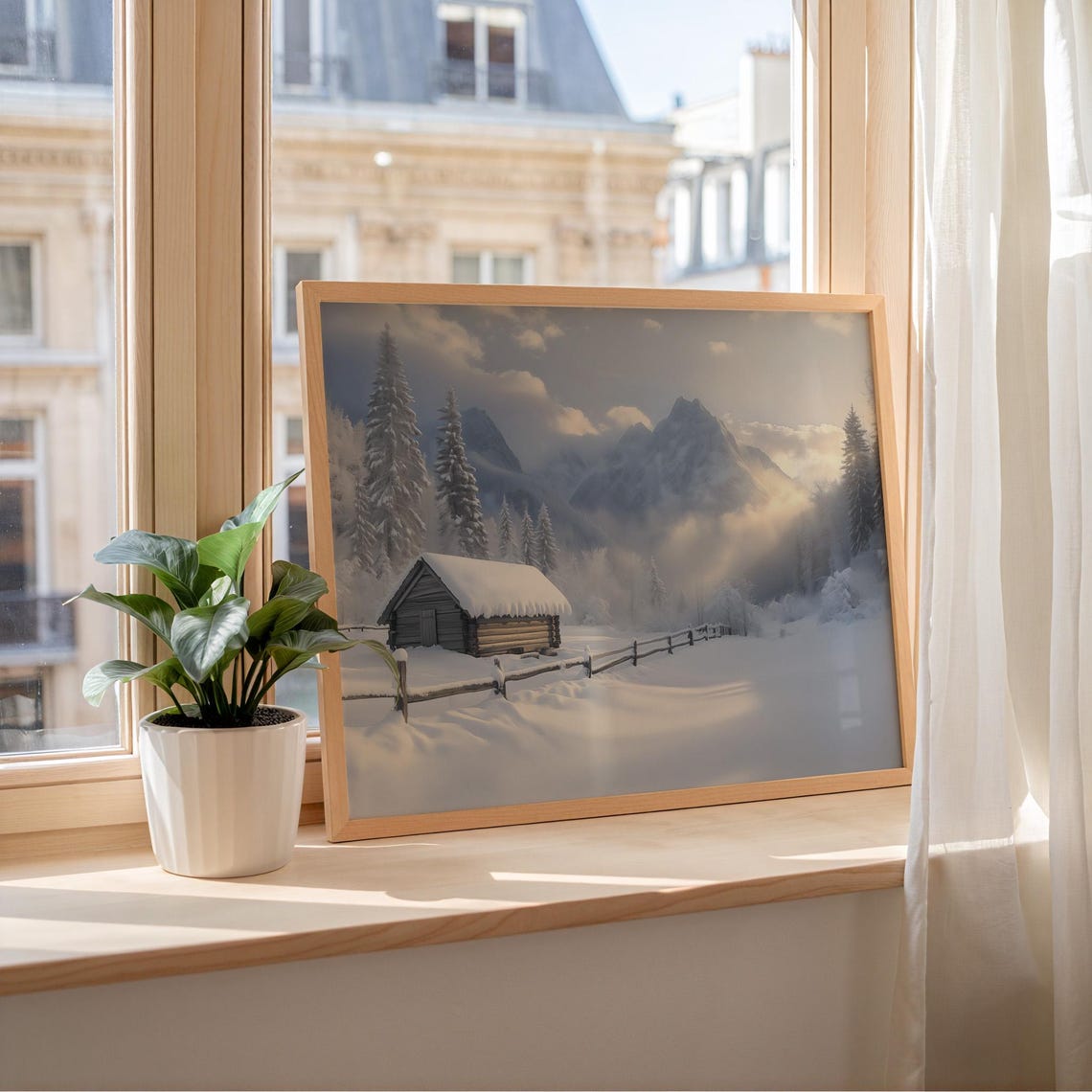 Rustic Log Cabin Buried In Deep Snow With Wooden Fence Poster - Image 6