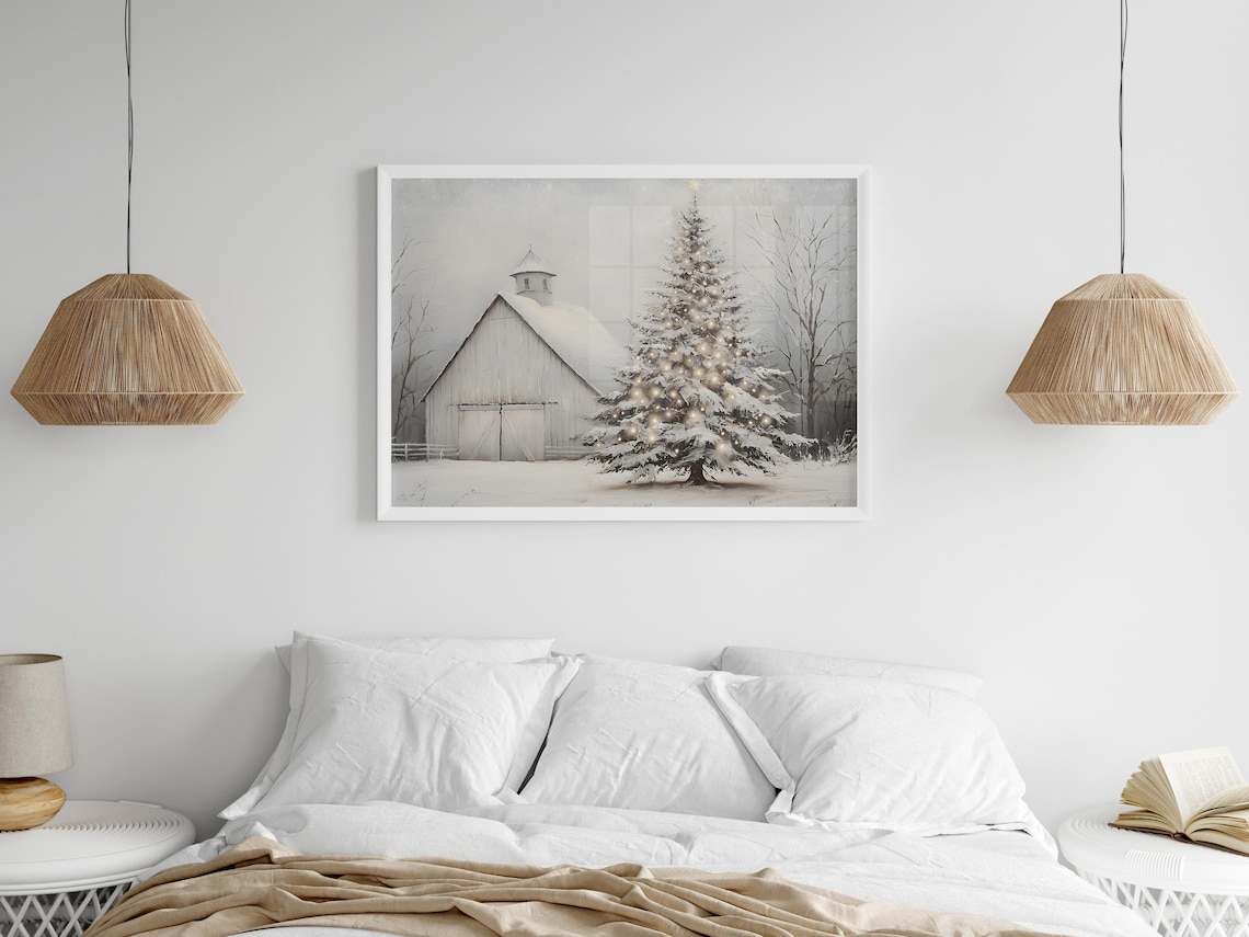 Cozy Winter Cabin Christmas Scene Art Print - Image 7