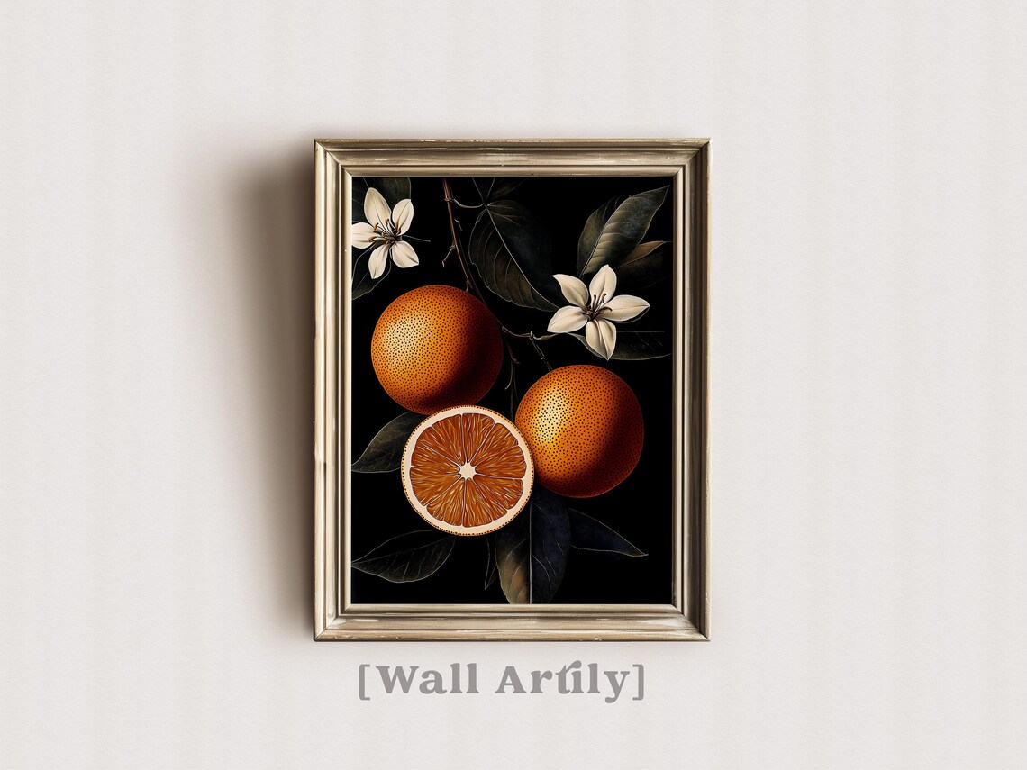 Moody Oranges Still Life Art Print, Rustic Kitchen Decor - Image 7