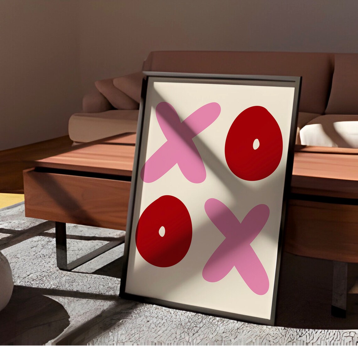 Xoxo Retro Poster Sign Art Print, Pink Red